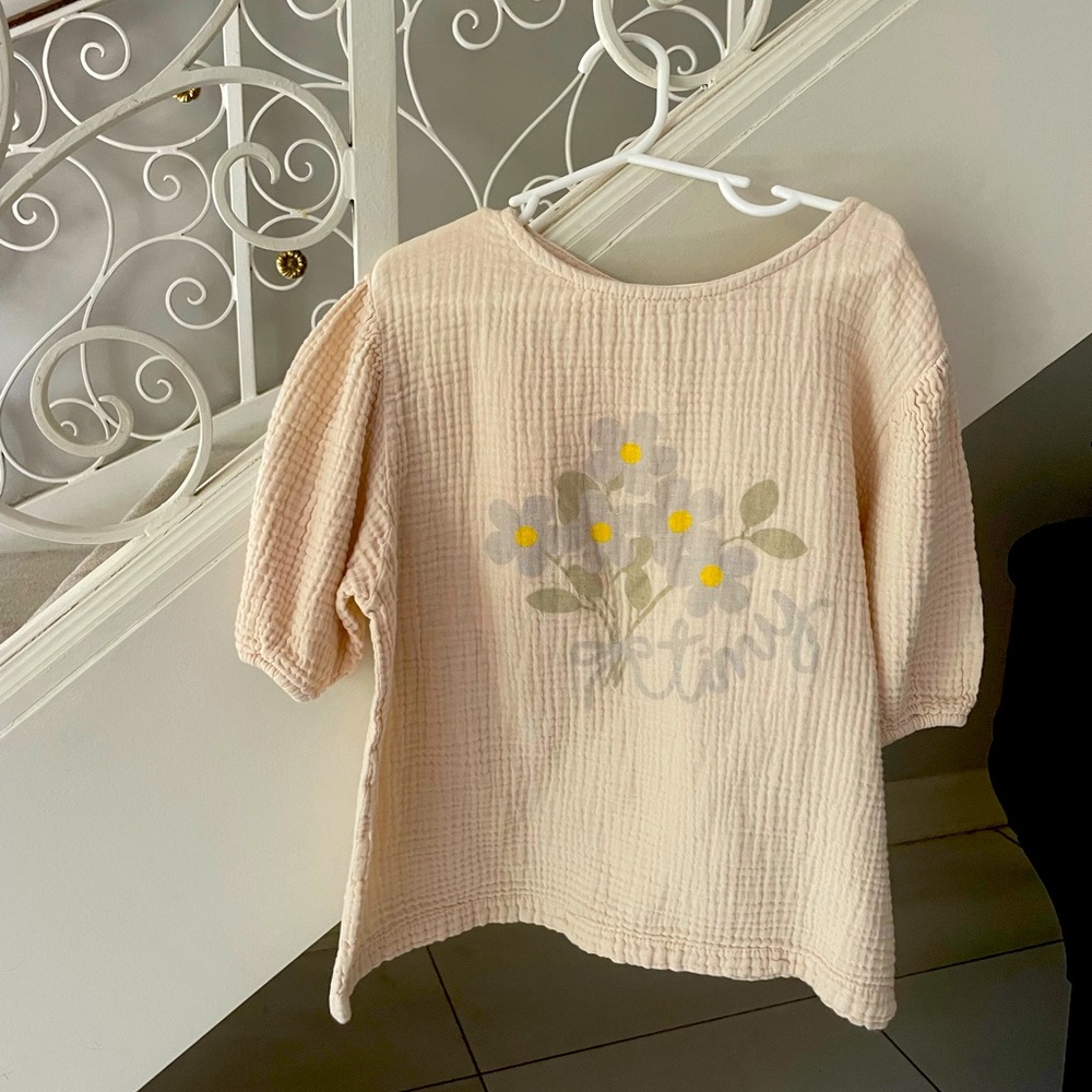 Cream Floral Kids Blouse